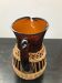 Carafe juice service with 4 orange blown glass glasses + vintage wicker