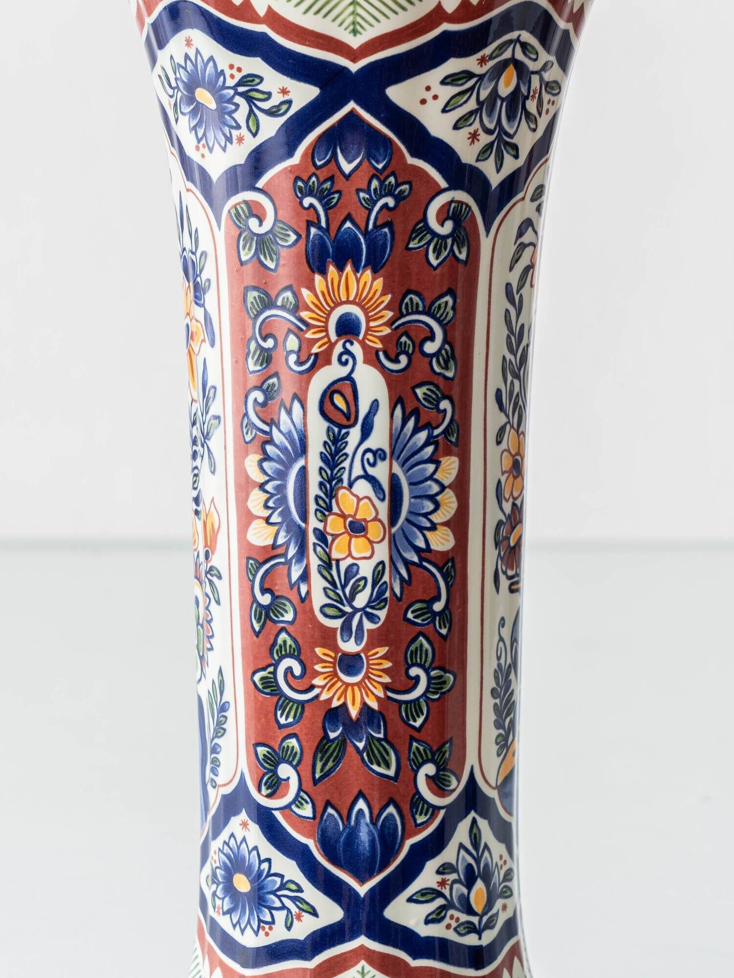 Vintage Belgian Delft Style Table Lamps by Boch with Brass Elements, 1950-1970, New Shades