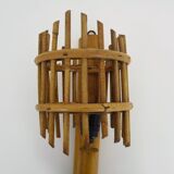 Pair of rattan bamboo lantern wall lights. 1950s-1960s