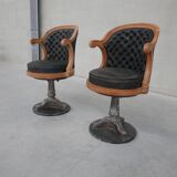 Pair of antique 'captain's" swivel office chairs