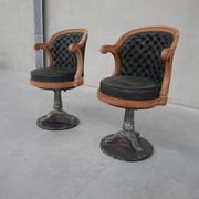 Pair of antique 'captain's" swivel office chairs