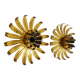 Pair of palm tree wall lights in gold metal. 70s