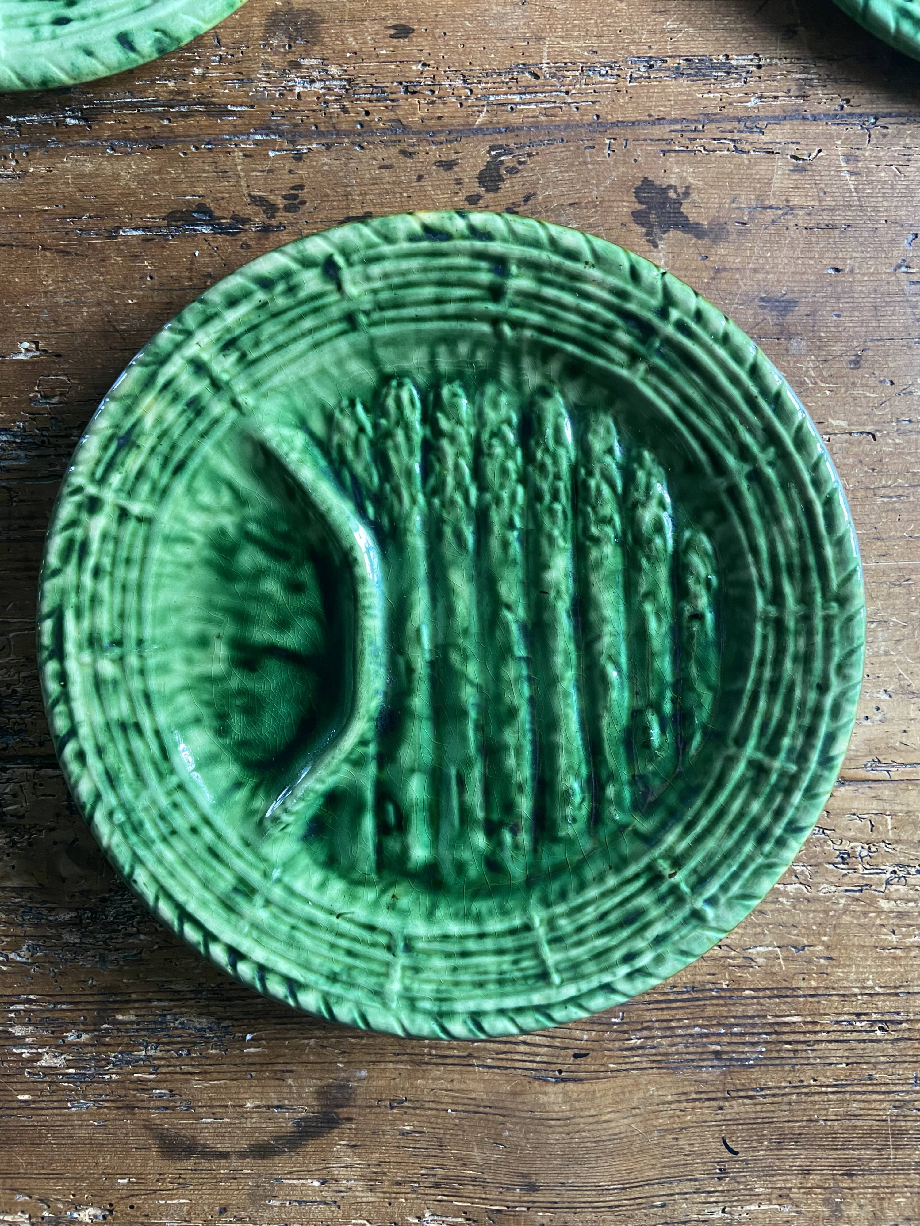 Green asparagus plates in slurry Vallauris 6 pieces
