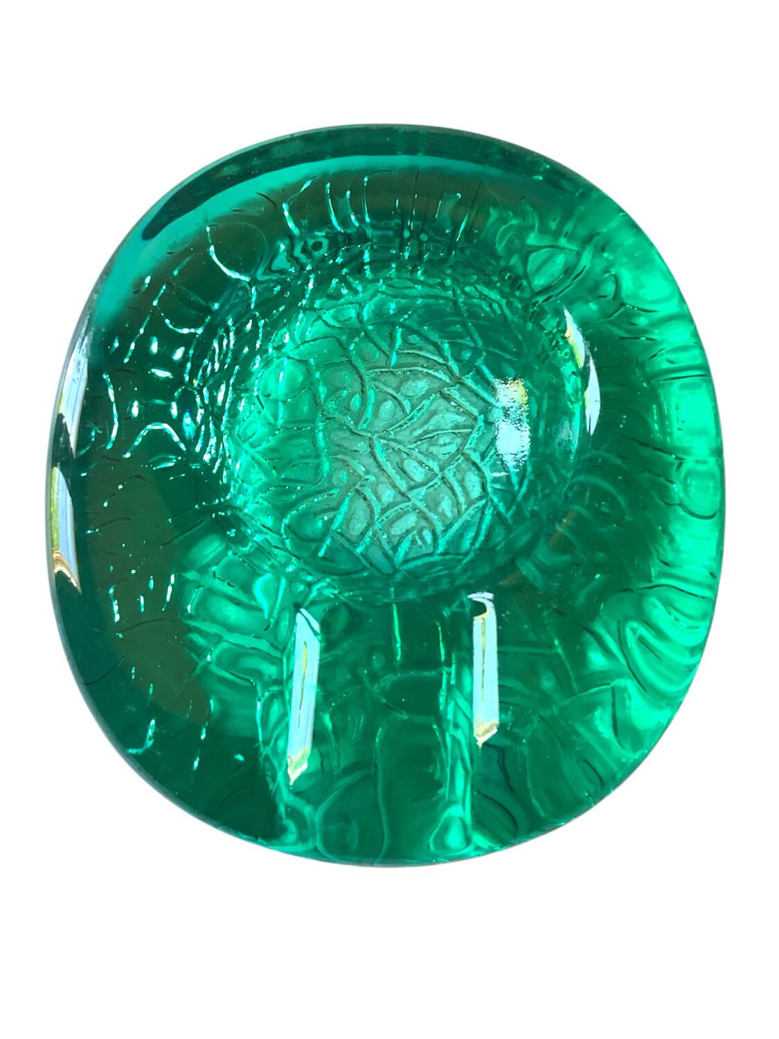 Vintage green annealed glass trinket tray