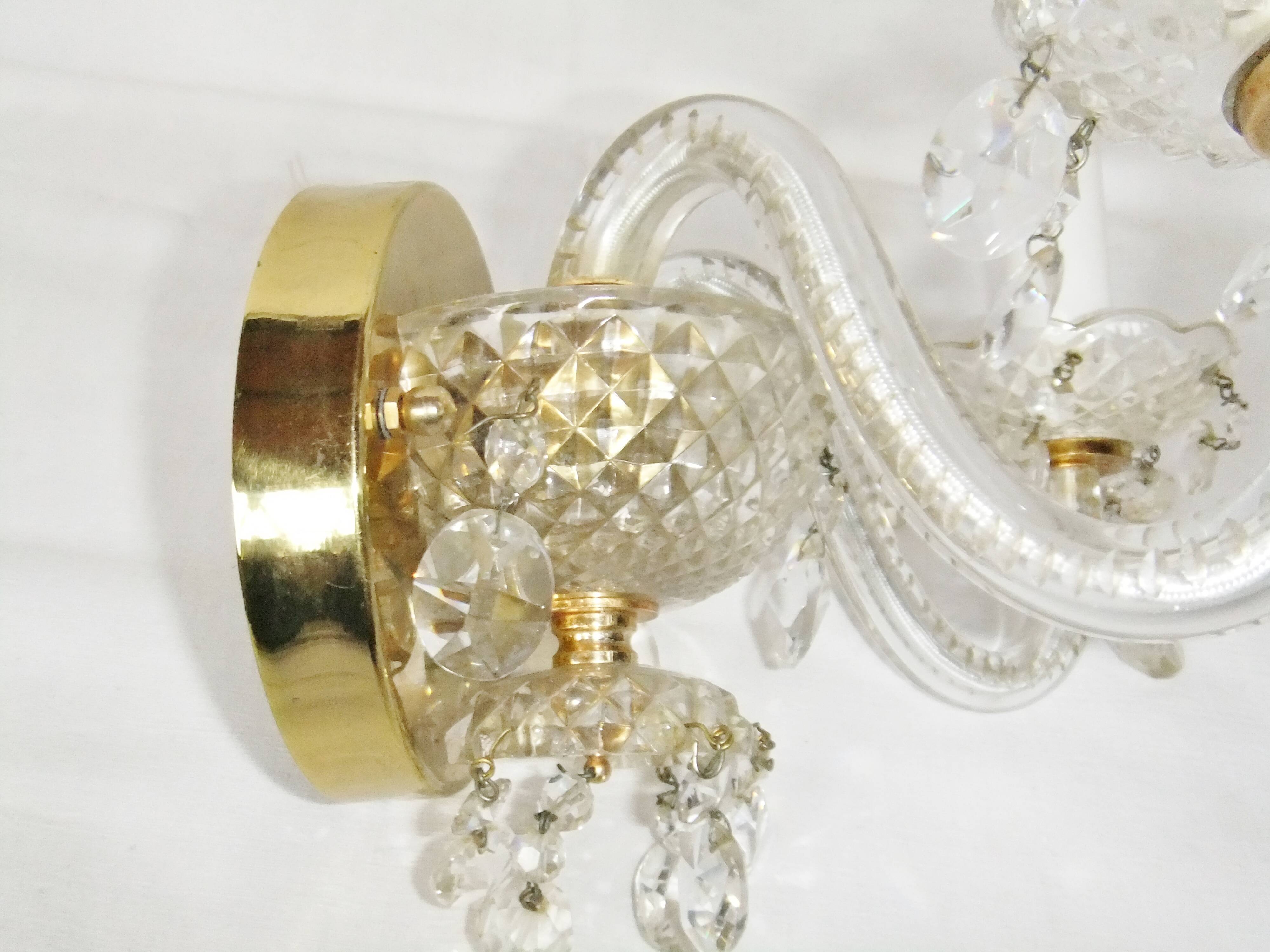 Murano diamond point glass wall lamp with pendant