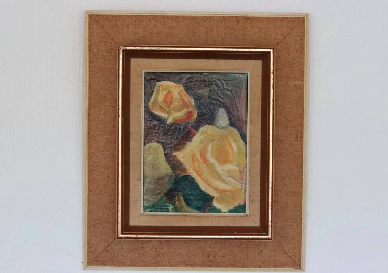 Original Mid Century Swedish Oil on Canvas – “Roses” by Hans Ripa