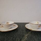 Tea or coffee service in white and gold Limoges porcelain "PL" (Limousine Porcelain)