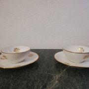 Tea or coffee service in white and gold Limoges porcelain "PL" (Limousine Porcelain)