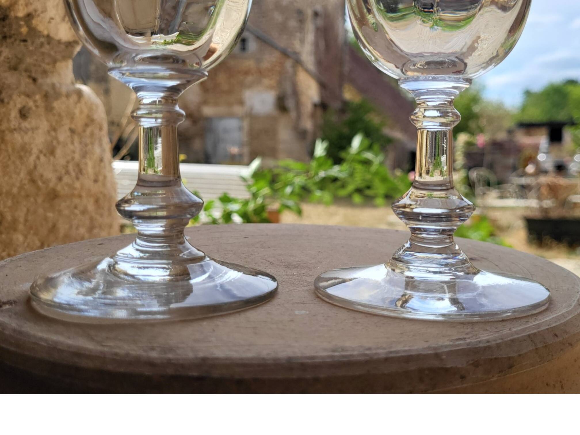 6 engraved glass wine/water glasses from the early 20th century.