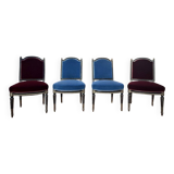 Set of 4 Napoleon III chairs in black and gold.