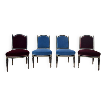 Set of 4 Napoleon III chairs in black and gold.