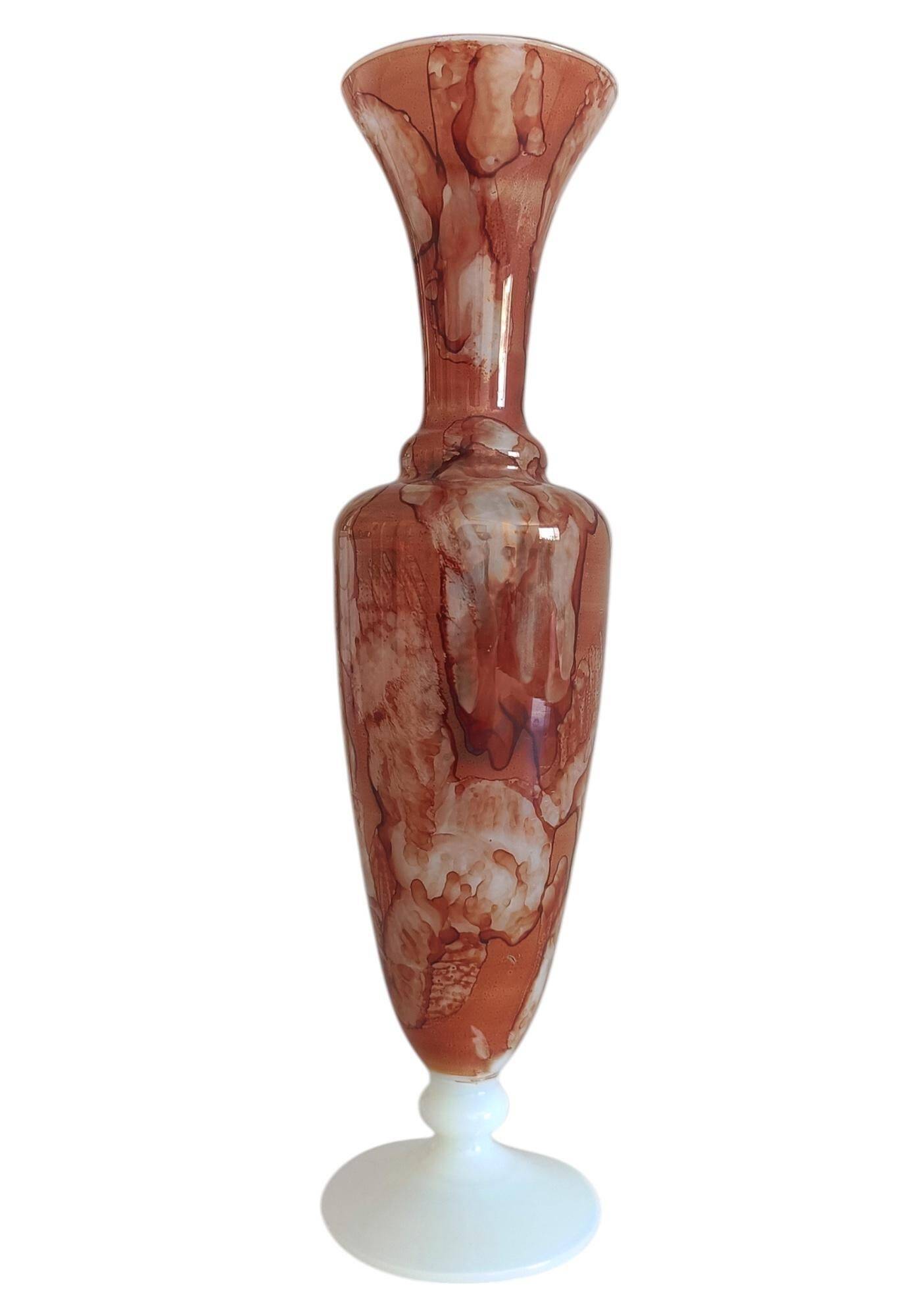 Rococo Revival Opaline Glass Vase by Stelvia, Hand-Blown, Italy, 1950s