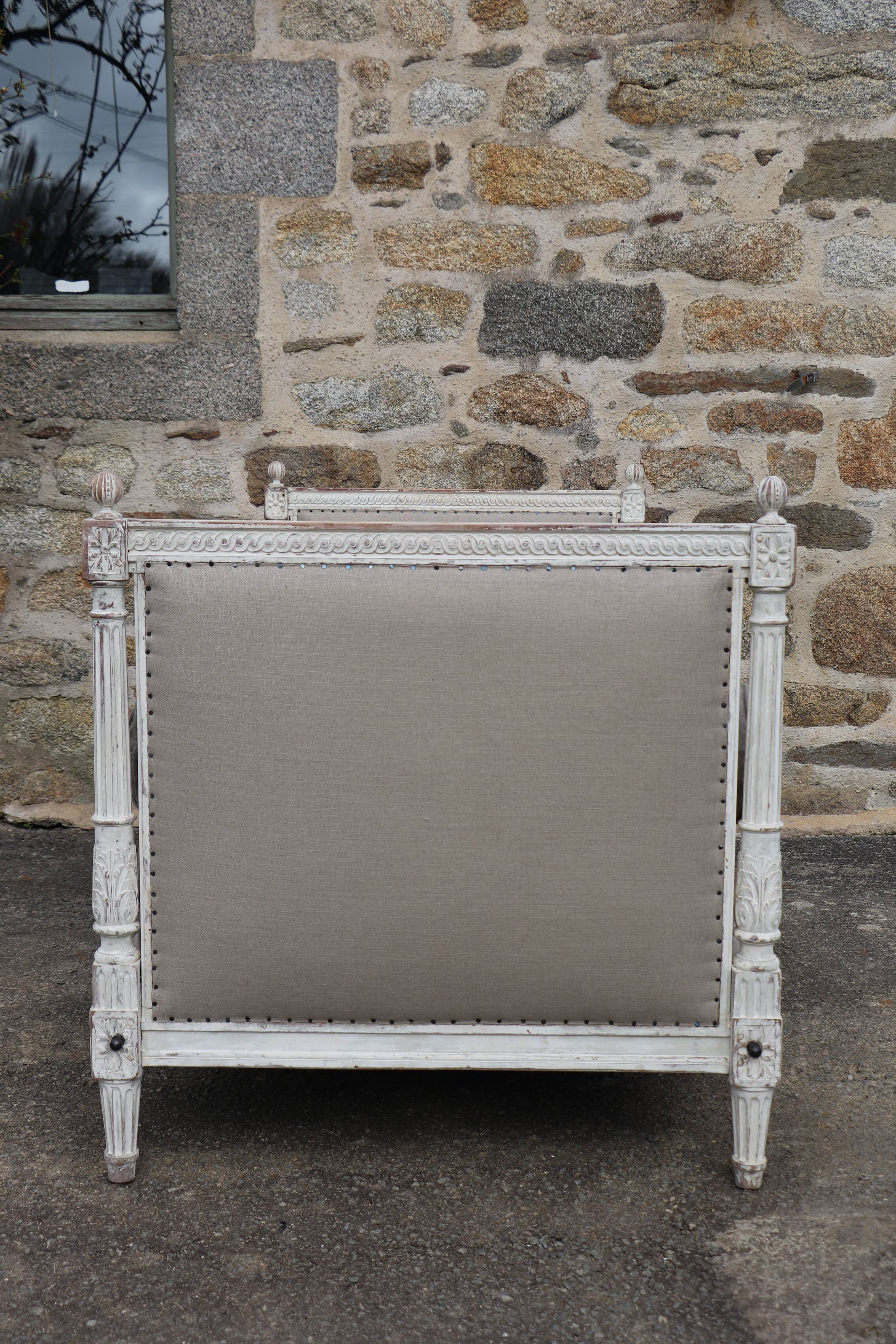 Daybed - Louis XVI style bench, reupholstered in linen