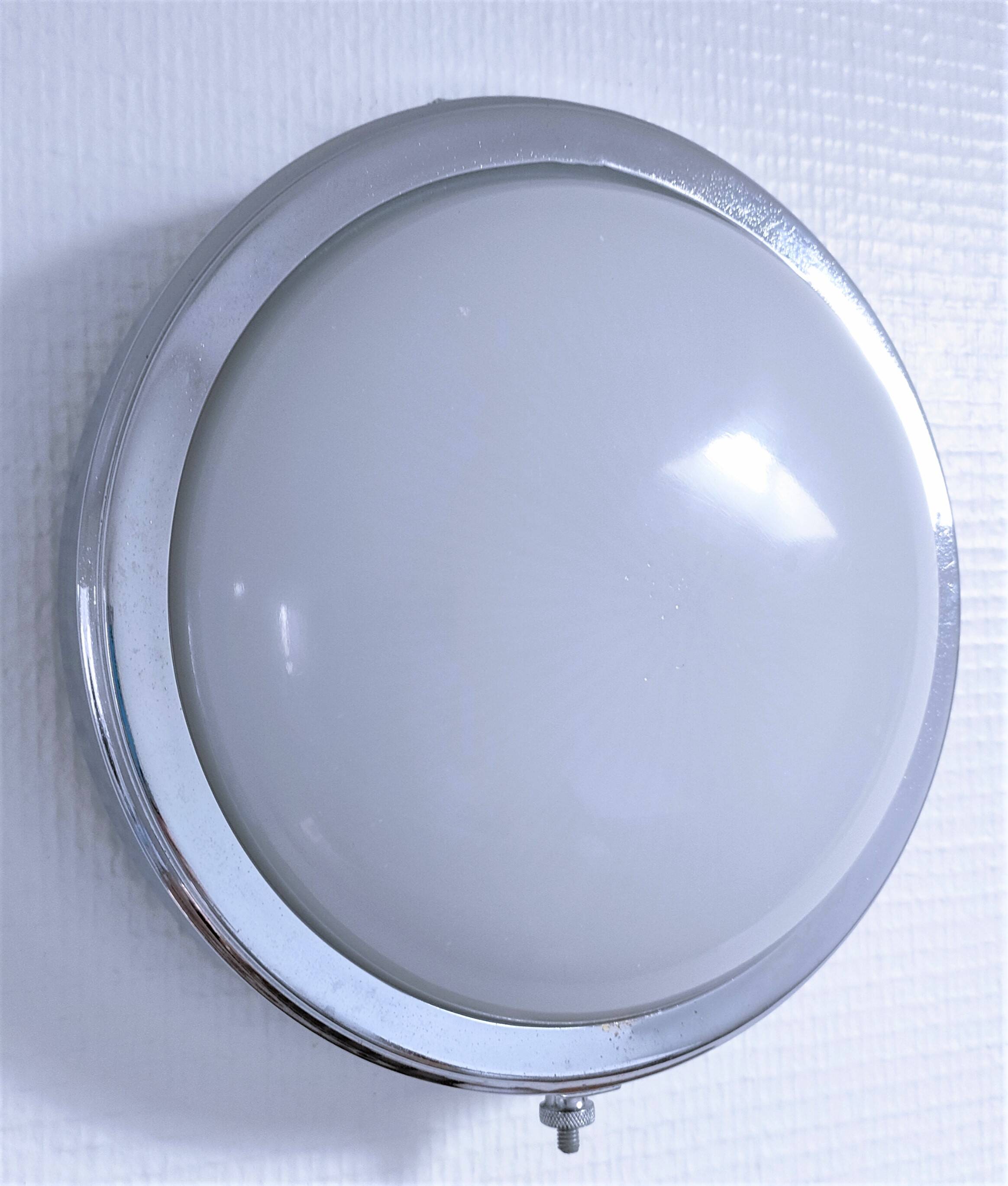 Wall lamp Art Deco opaline chromed metal 30s