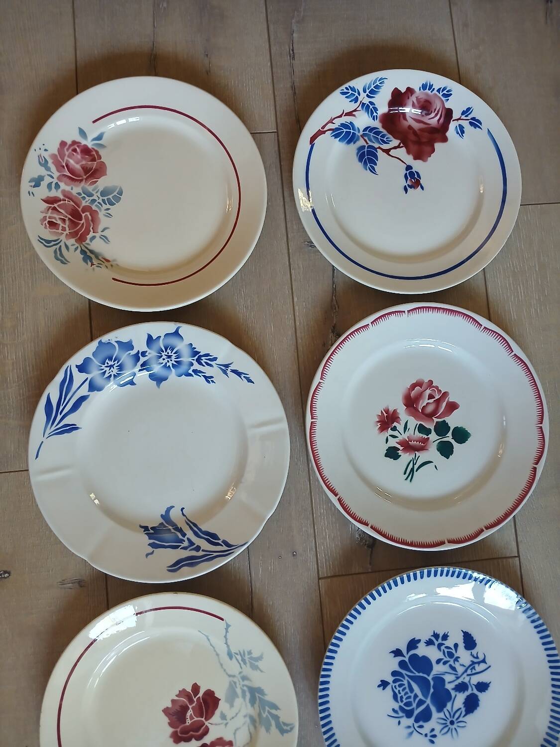 10 assiettes plates anciennes dépareillées