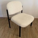 Boucle and metal designer armchair