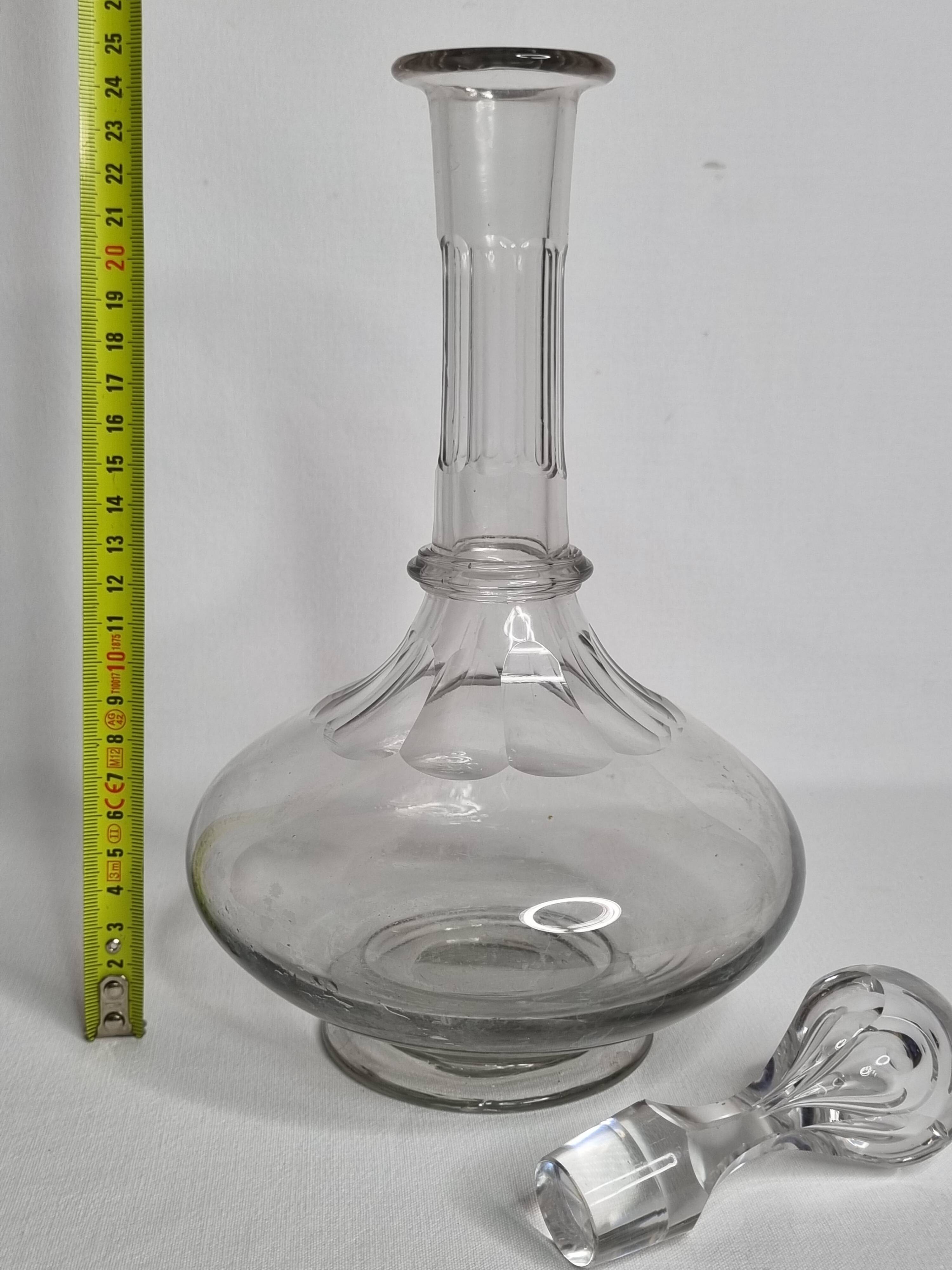 Baccarat crystal gondola decanter, flat ribs, Art Deco 1907