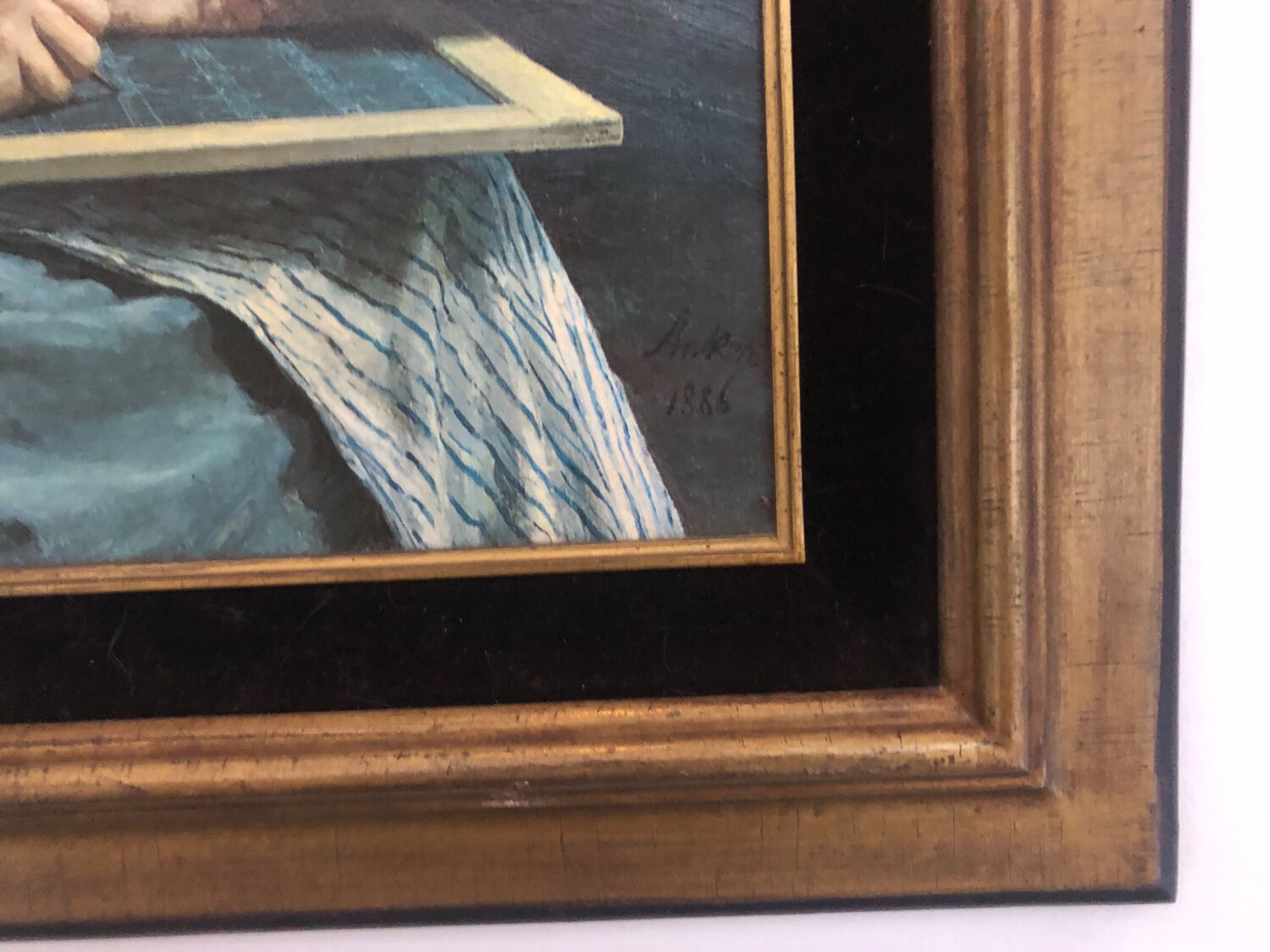 Portrait young girl reading repro worthy of Albert Anker