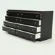 Pair Chest of Drawers in Ebonized Wood with Aluminium Accents 1980s