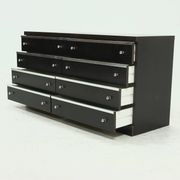 Pair Chest of Drawers in Ebonized Wood with Aluminium Accents 1980s