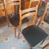 6 vintage leatherette chairs and wood