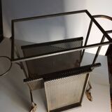 Serving trolley attributed to Mathieu Matégot in perforated metal
