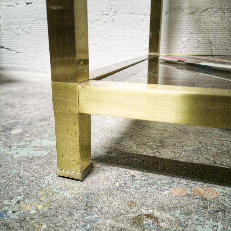 Golden side table and smoked glass