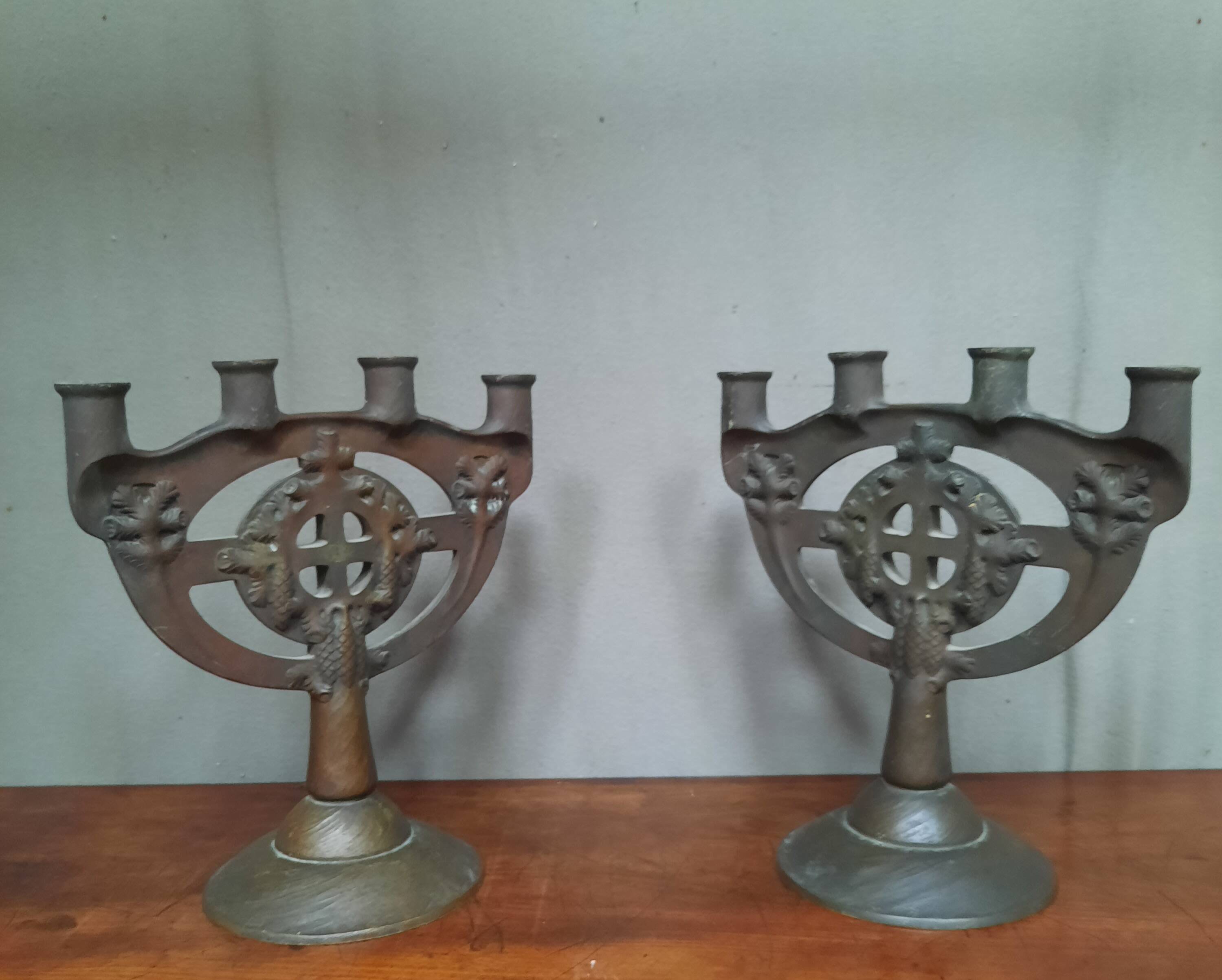 Pair of bronze candlesticks