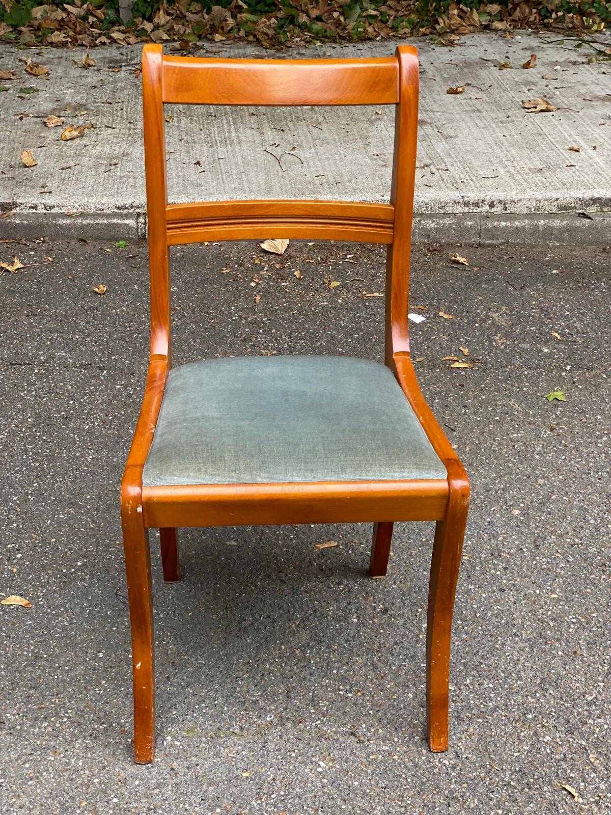 Louis Philippe solid wood and blue fabric office chair