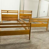 Pair of 1960 Scandinavian twin beds in solid beech