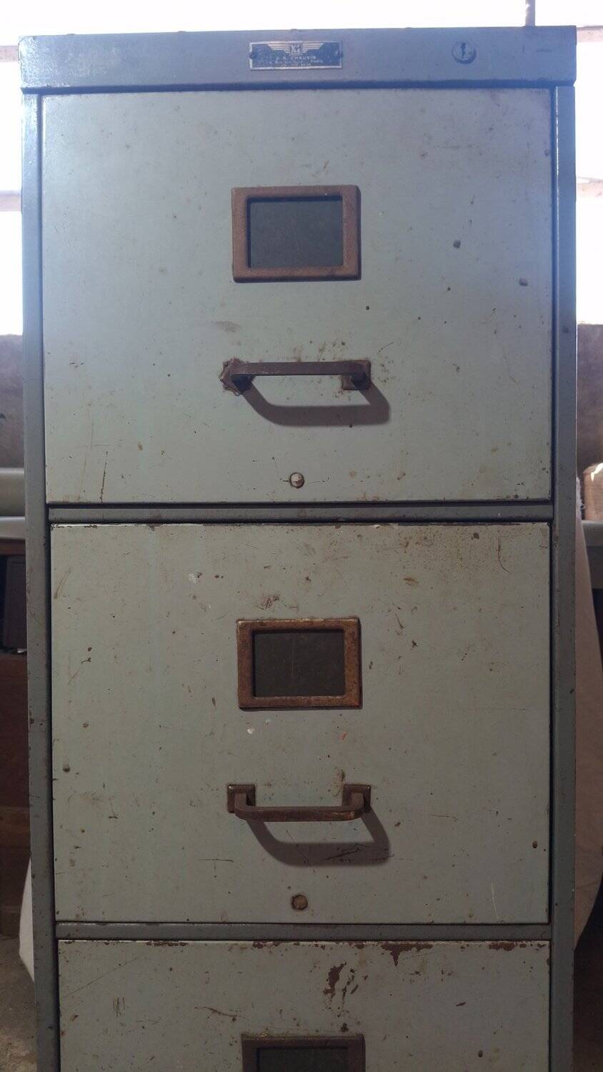 Industrial metal drawer cabinet Y.A. Chauvin Paris 1940s