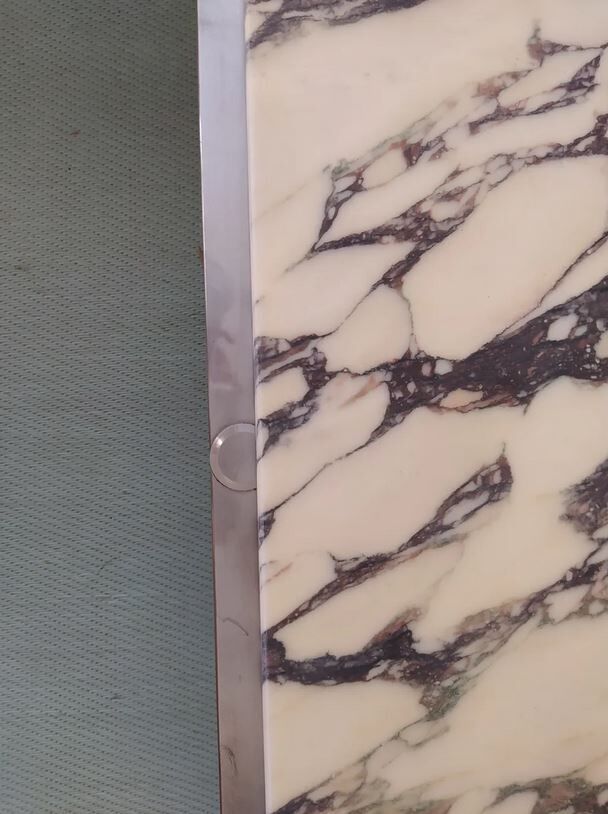 Vintage rectangular coffee table italy 1970 in marble and chrome