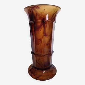 George Davidson "cloud glass", 1922 - Art Deco vase in amber colored glass