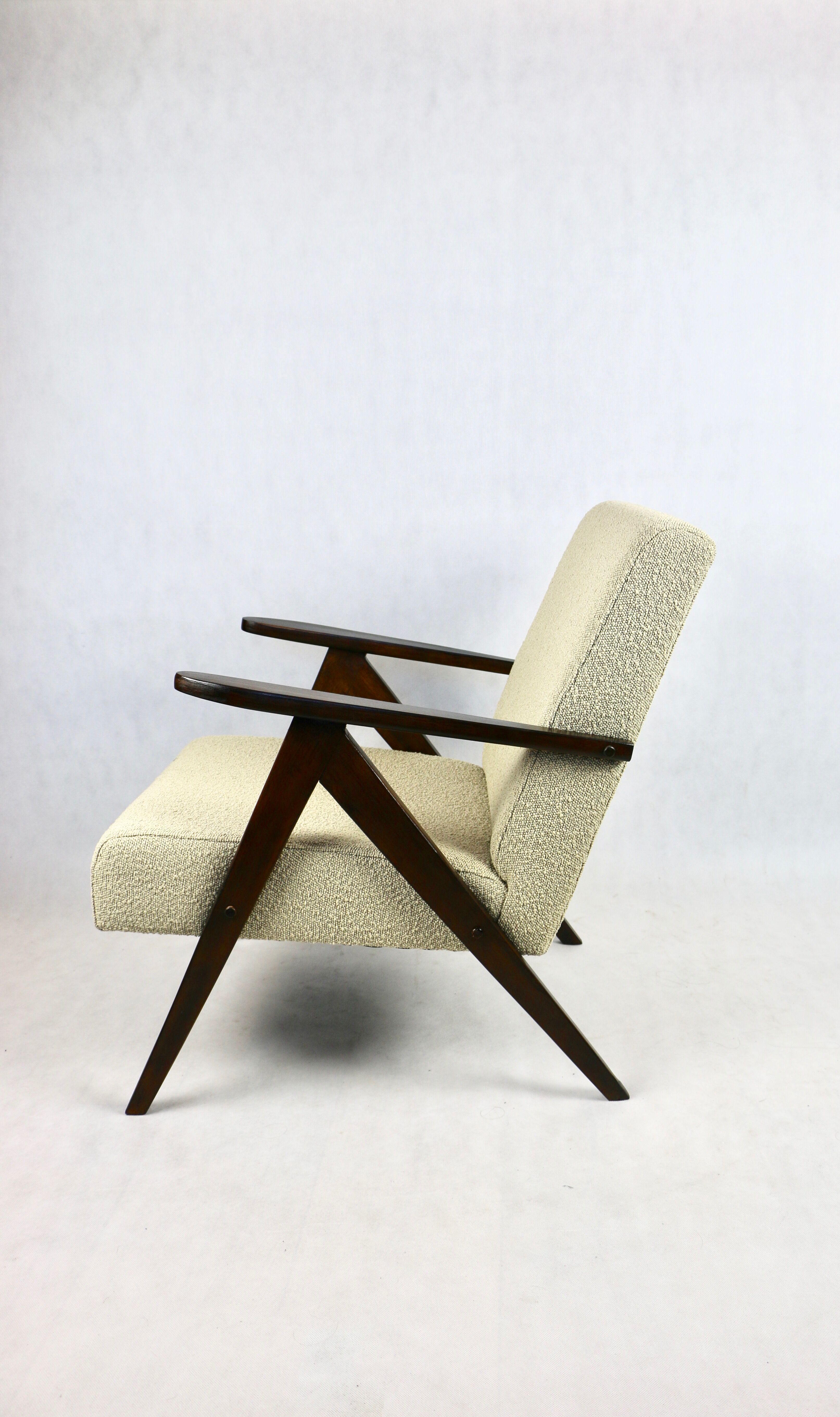 Vintage Beige Boucle Rosewood Model B-310 Lounge Chair, 1970s