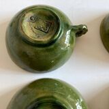 Set of 4 green glazed earth bowls from Biot 1960