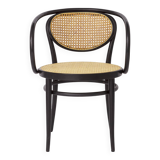 1 of 2 Unique Thonet Armchair, Model 210 R - Black Lacquered Beech with Ren