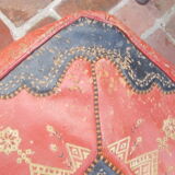 Red and black moroccan pouf
