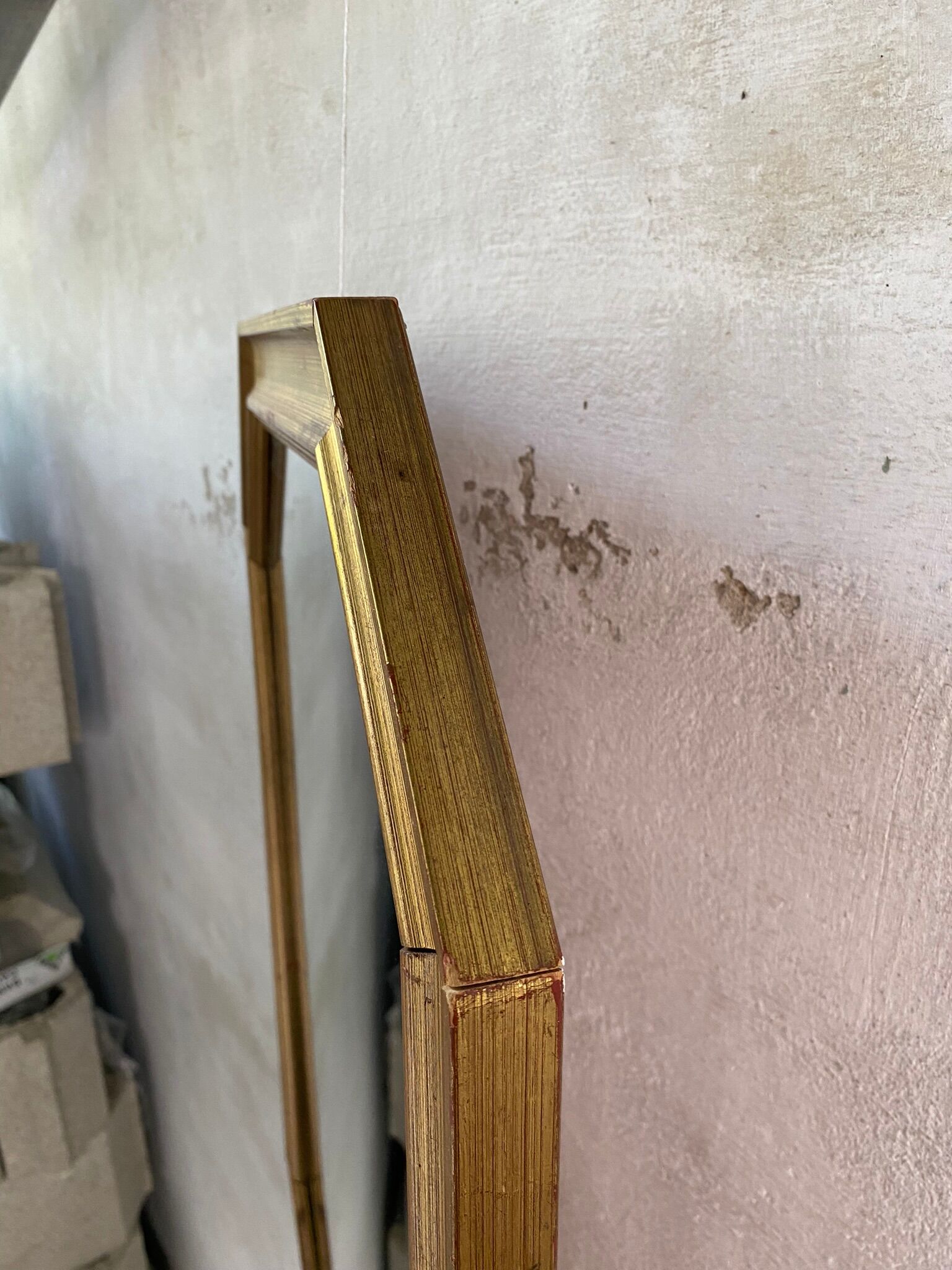 Octagonal Wall Mirror with Vintage Molded Gilded Wood Frame