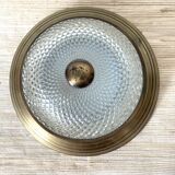 Vintage round glass and metal ceiling light