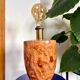 Ceramic lamp with walnut magnifying effect, Italian 1970s inspiration.