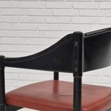 1970s, set of 2 Finnish armchairs by Lepokalusto, original condition, birch wood, leather.