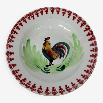 Old dish plate decor of rooster Moulin du Loups Hamage