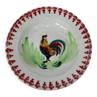 Old dish plate decor of rooster Moulin du Loups Hamage