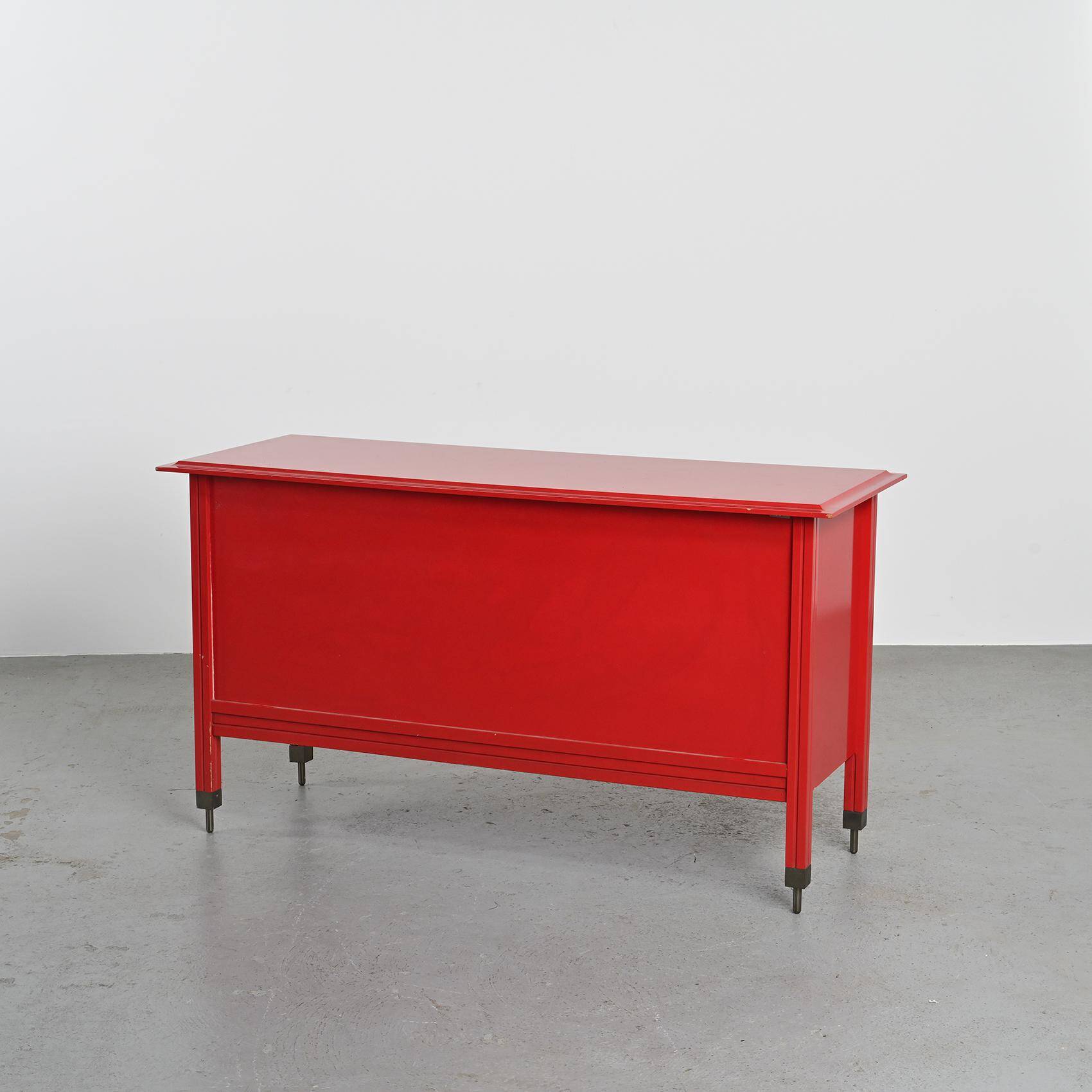 Commode laquée rouge Carlo De Carli pour Sormani, vers 1963