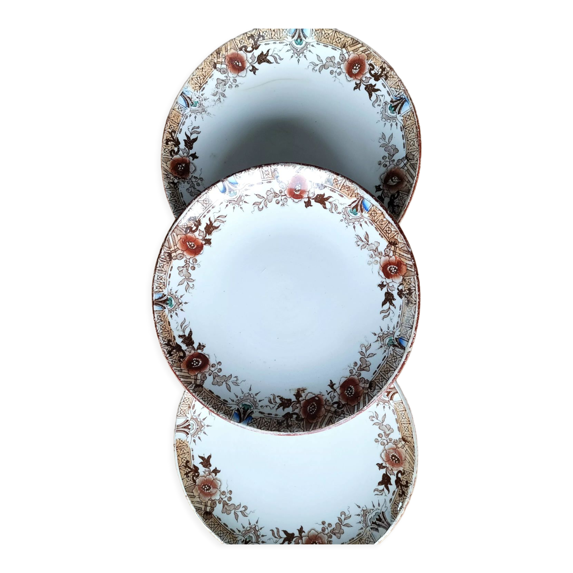 3 dessert plates sarreguemines