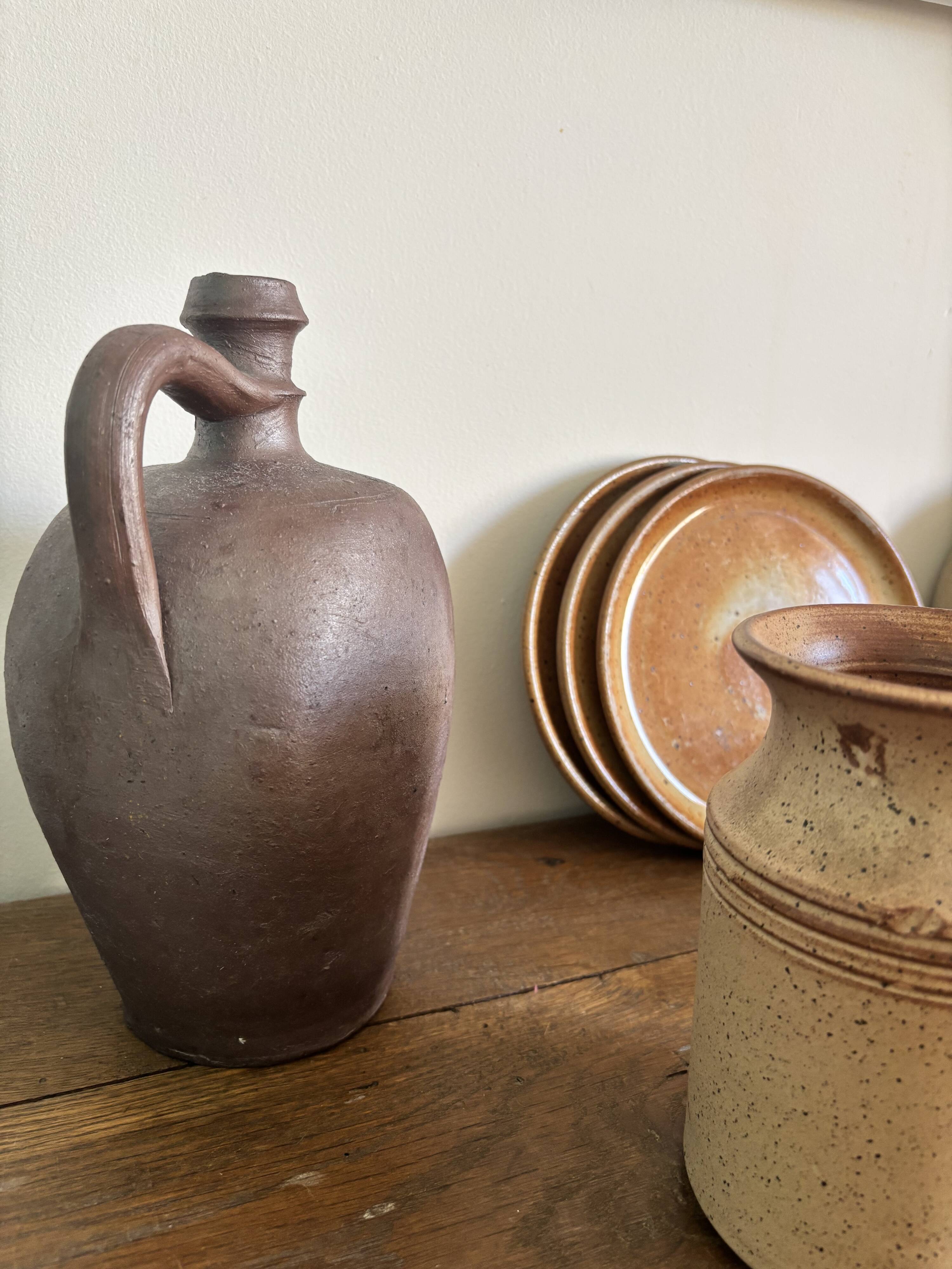 Vintage french stoneware ceramics set – mineral earth