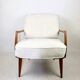 Club white ivory bouclé lounge chair, 1970s