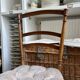 Napoleon III chair in dark wood and beige cotton velvet.