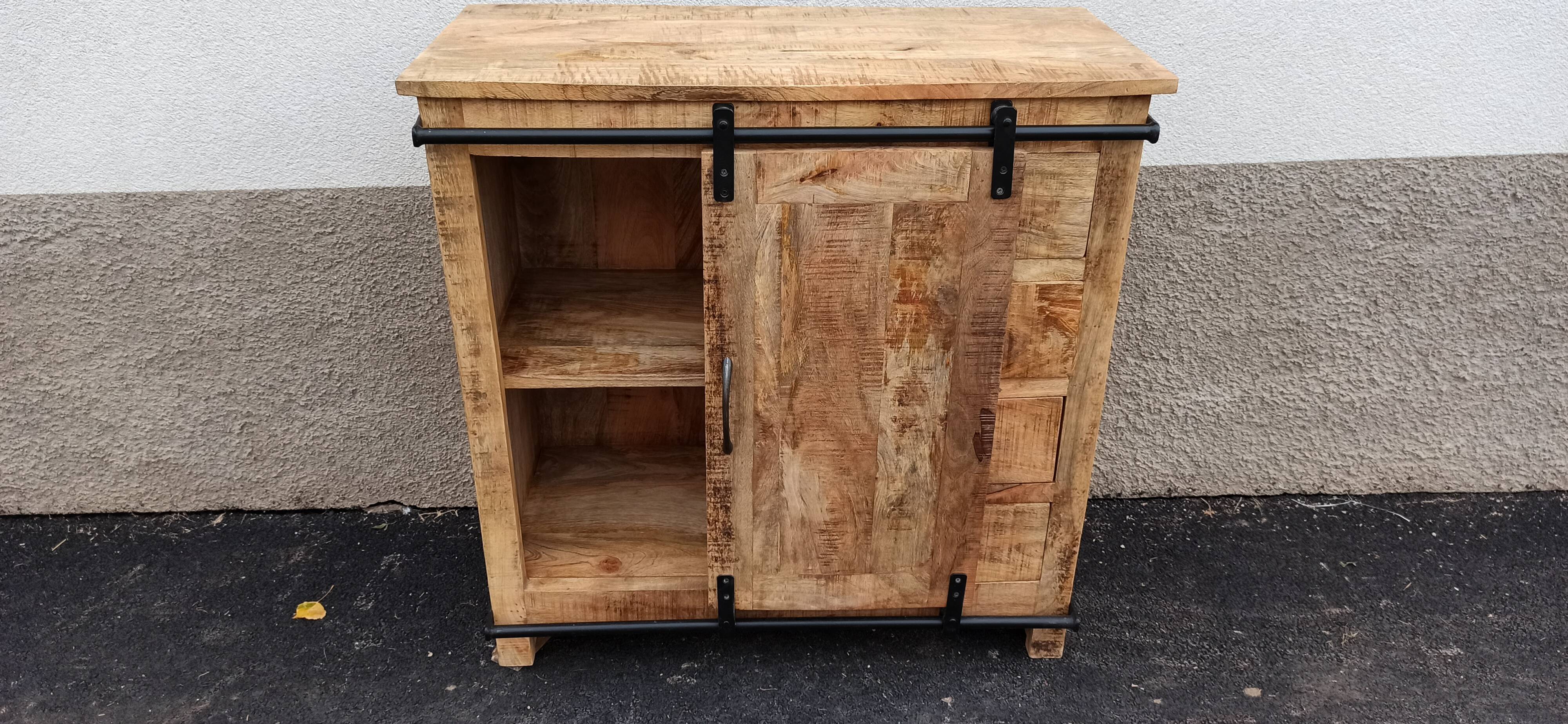 Wooden extra furniture with a sliding door and 4 drawers