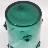 large vase glass vintage style Murano 1970 1980 green transparent relief decoration
